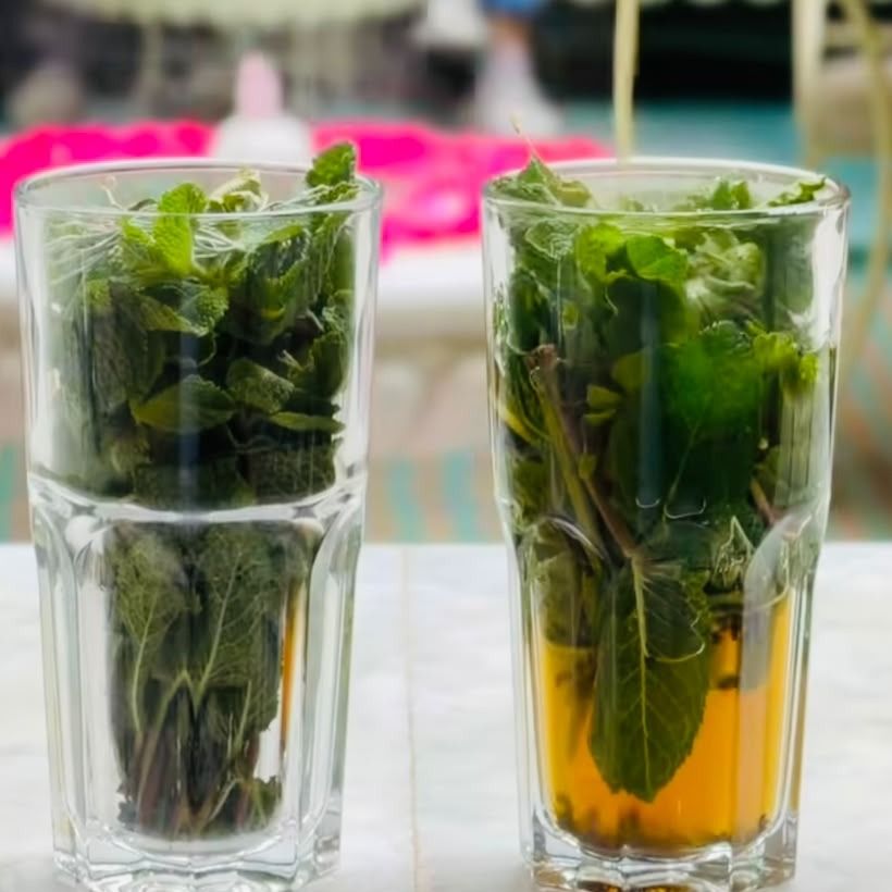 Fresh mint in tea glasses