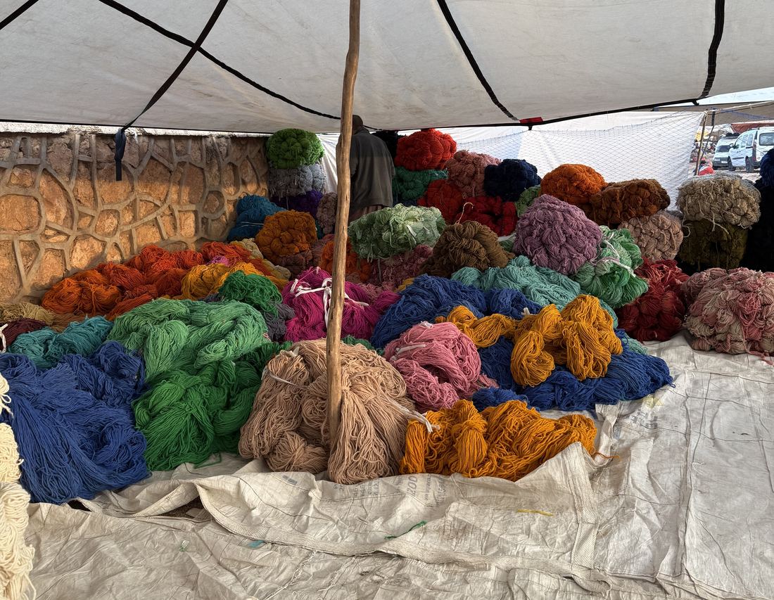 Naturally dyed Moroccan wool yarn